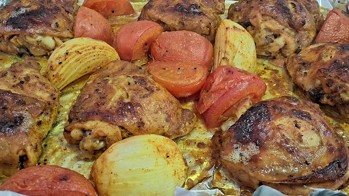 Melhores Receitas: Sobrecoxa de Frango Assada no Forno com Batatas e Tomate 