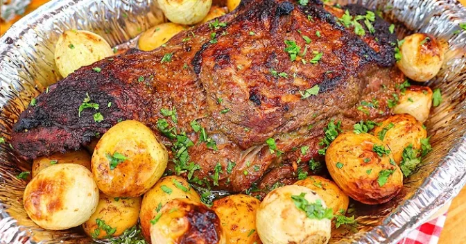 Receitas Rápidas e Fácil: Fraldinha Assada com Batatas e Cebolas para o Natal Receita Completa