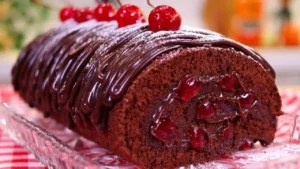 Rocambole de Chocolate com Cereja Recheado, Uma Sobremesa Irresistível para o Seu Dia