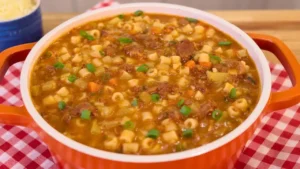 Sopa de Carne com Legumes e Macarrão: Um Abraço Quentinho no Prato