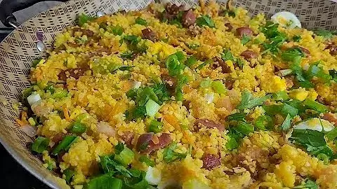 Farofa de Cuscuz Tradicional com Bacon e Banana-da-Terra Vamos Fazer?
