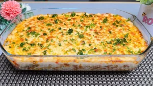 Batata Gratinada Com Carne Moída e Molho Branco Cremoso