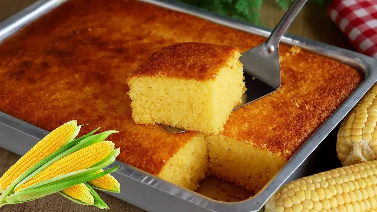 Bolo de Milho Fofinho Com Duas Espigas Feito no Liquidificador