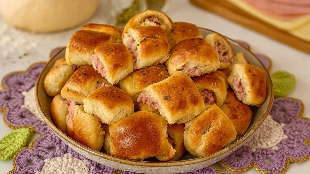 Os pãezinhos mistos são uma ótima opção para lanche, com massa macia e douradinha, recheados...