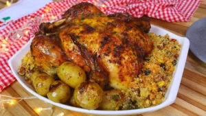 Frango Assado Douradinho e Suculento para o Natal: Receita Fácil e Saborosa