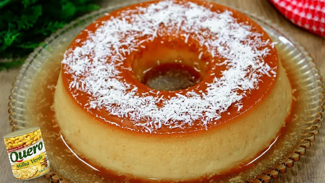 Pudim de Milho de Latinha com Coco fácil e delicioso