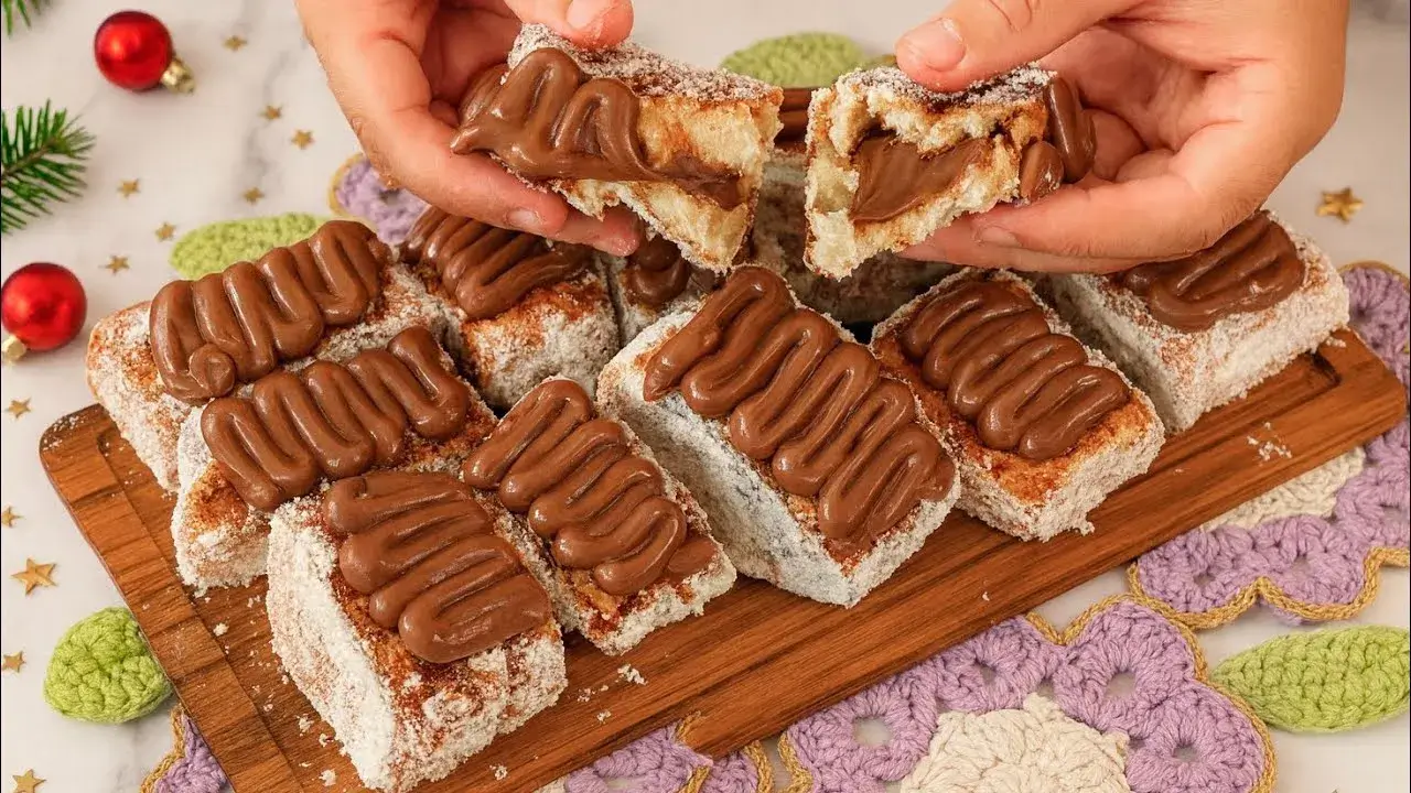 Rabanada recheada com Nutella e leite Ninho para o Natal