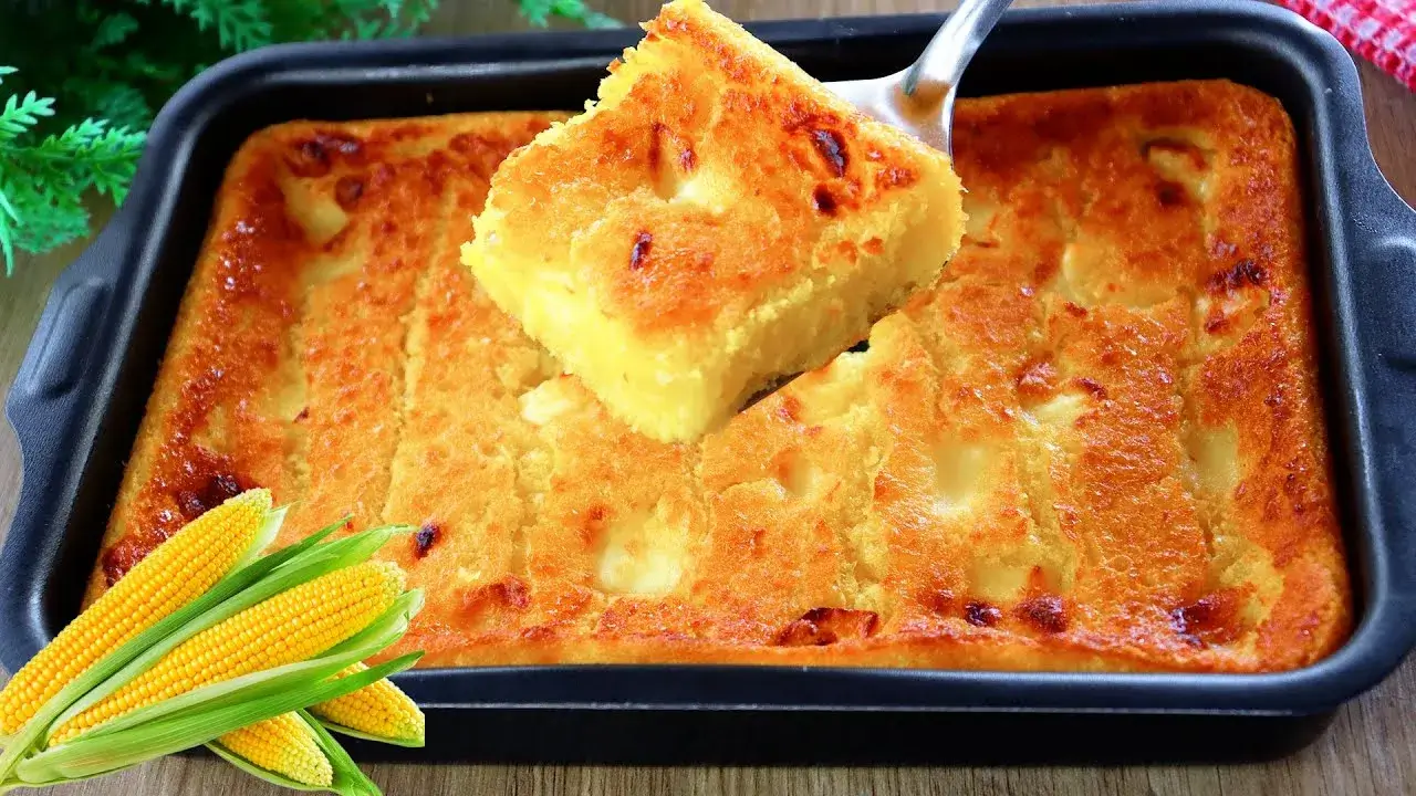 Pamonha de forno com queijo fácil feita no liquidificador
