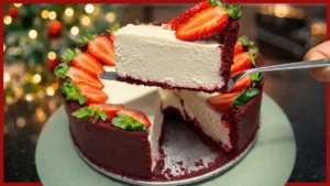 Torta Red Velvet na Travessa com Chocolate Branco e Cream Cheese