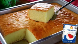Bolo de Creme de Leite Sem Farinha Fofinho e Fácil de Fazer em Casa
