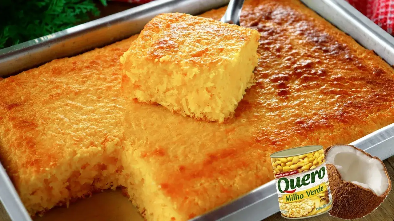 Bolo Cocada de Milho Cremoso Sem Farinha de Trigo Fácil de Fazer