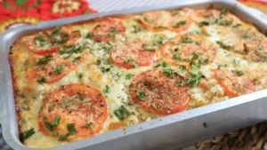Torta de Frango de Massa Líquida Fácil para um Lanche Rápido e Leve