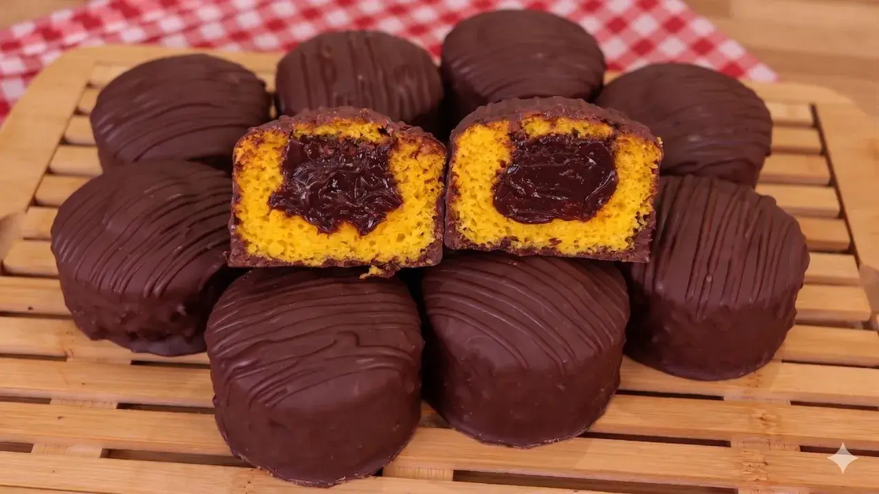 Bolo Bombom de Cenoura com Recheio e Casquinha de Chocolate