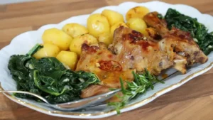 Cabrito à Padeiro Assado com Batatas e Grelos para Almoço Especial