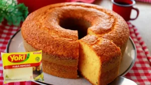 Bolo de Fubá com Iogurte Natural para o Café da Tarde