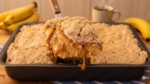 Cuca de Banana com Doce de Leite e Farofa Crocante Fácil de Fazer