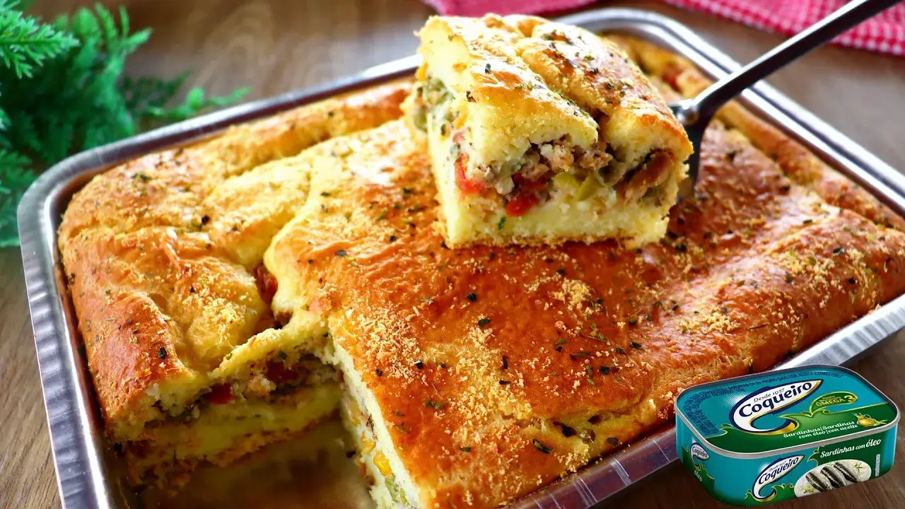 Torta de Sardinha de Liquidificador Fofinha e Recheada para o Lanche da Família